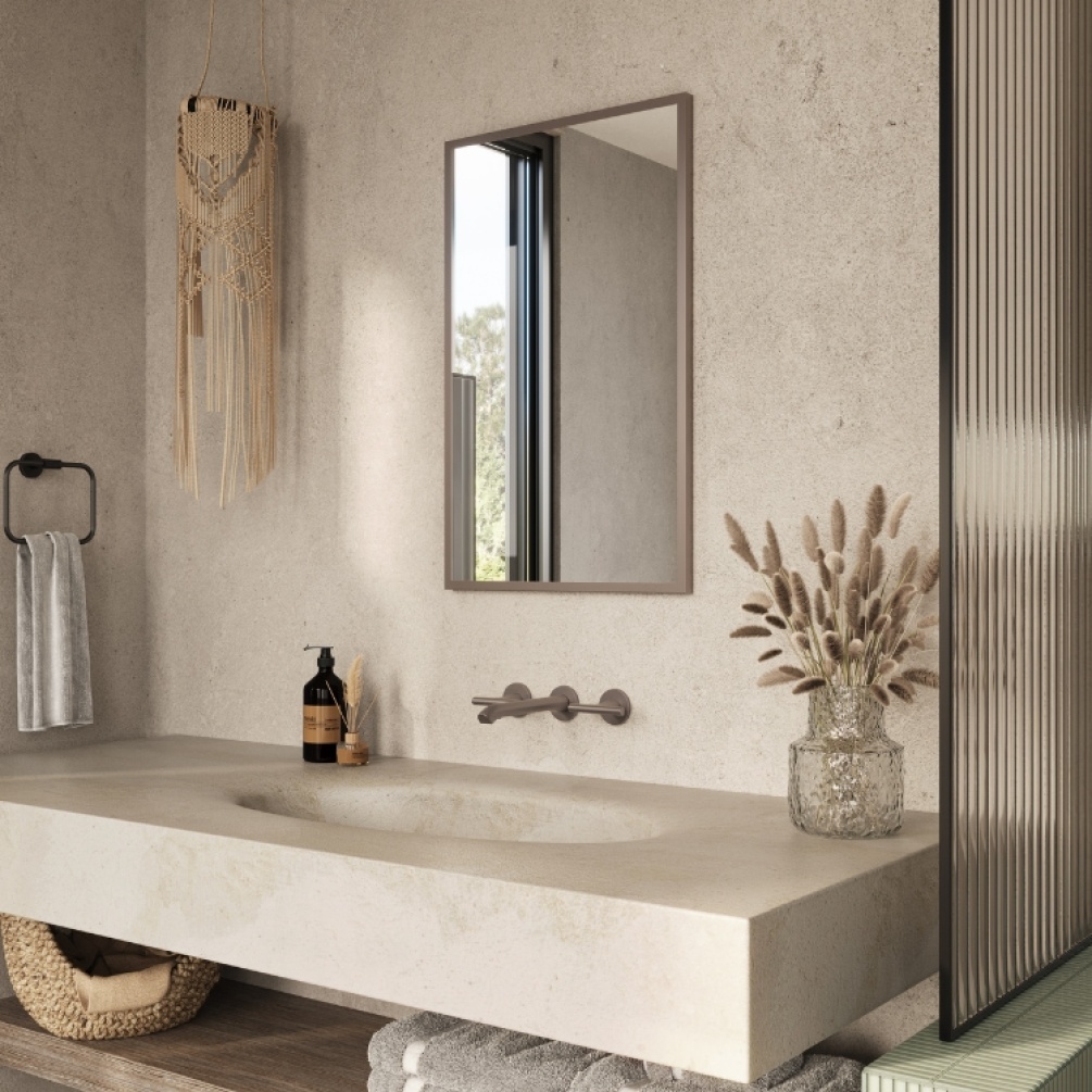 Product Lifestyle image of Origins Living Docklands Brushed Bronze Rectangular Mirror